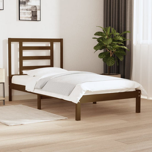 vidaXL Bed Frame Honey Brown Solid Wood Pine 100x200 cm