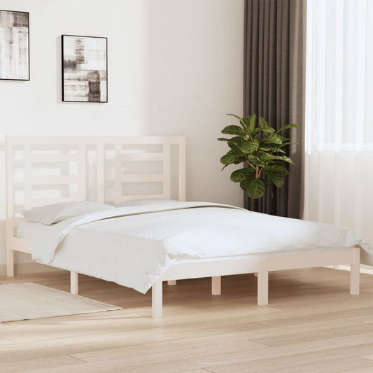 vidaXL Bed Frame White Solid Wood Pine 160x200 cm