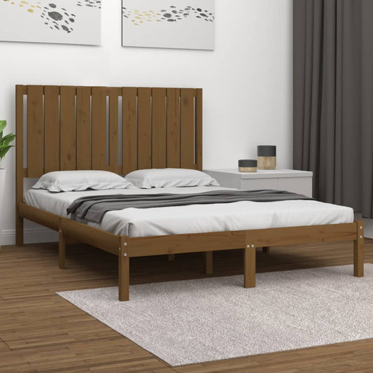 vidaXL Bed Frame Honey Brown Solid Wood 120x190 cm Small Double
