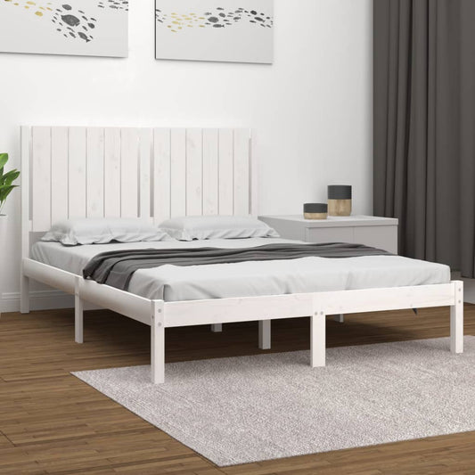 vidaXL Bed Frame White Solid Wood Pine 140x190 cm
