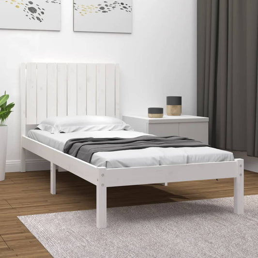 vidaXL Bed Frame White Solid Wood Pine 90x200 cm