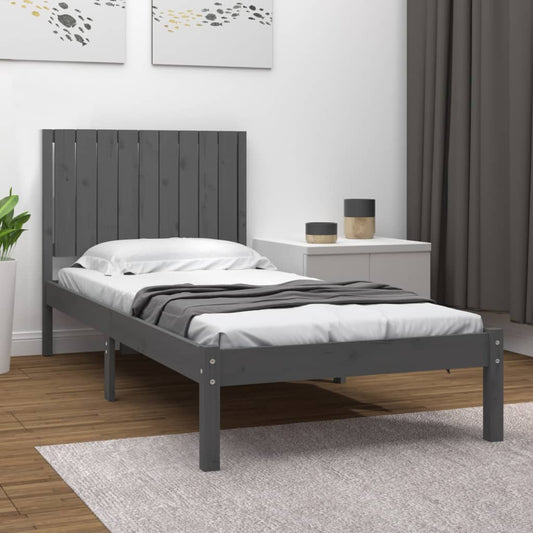 vidaXL Bed Frame Grey Solid Wood Pine 90x200 cm
