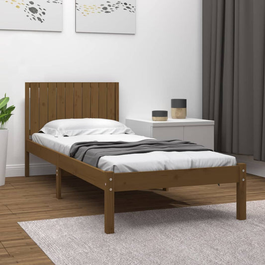 vidaXL Bed Frame Honey Brown Solid Wood Pine 100x200 cm