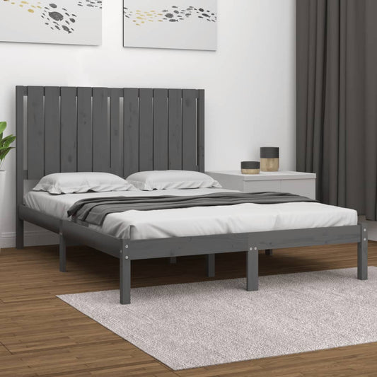 vidaXL Bed Frame Grey Solid Wood Pine 120x200 cm