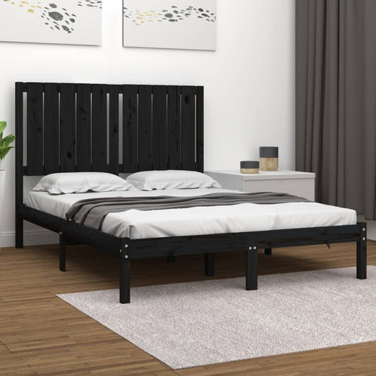 vidaXL Bed Frame Black Solid Wood Pine 120x200 cm