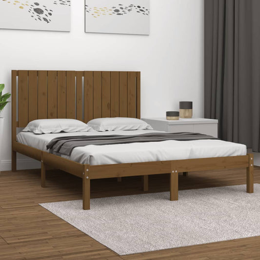 vidaXL Bed Frame Honey Brown Solid Wood Pine 140x200 cm