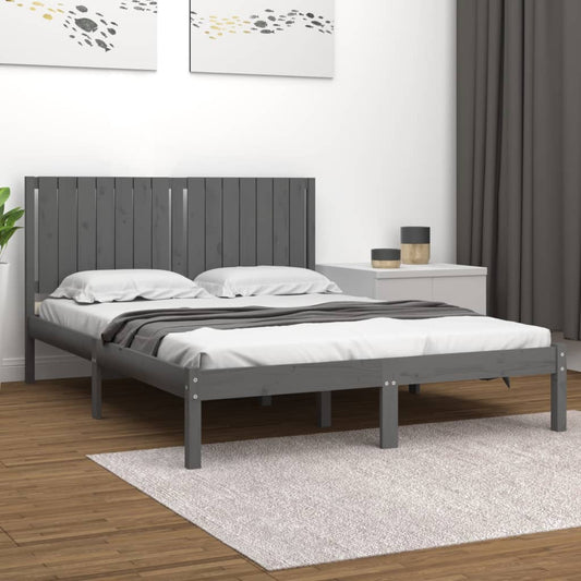 vidaXL Bed Frame Grey Solid Wood Pine 160x200 cm