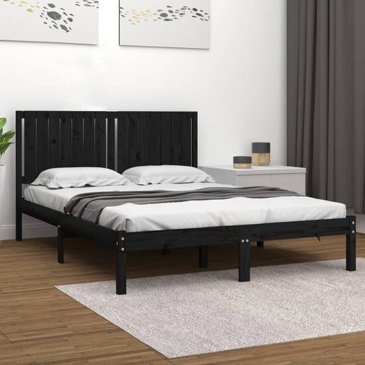 vidaXL Bed Frame Black Solid Wood Pine 160x200 cm
