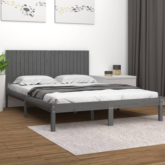 vidaXL Bed Frame Grey Solid Wood Pine 200x200 cm