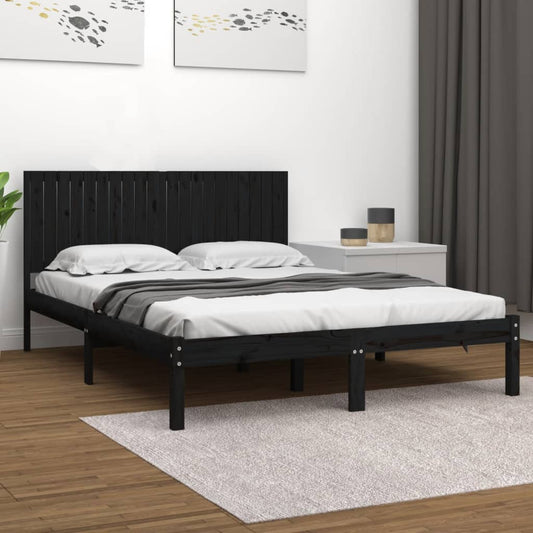 vidaXL Bed Frame Black Solid Wood Pine 200x200 cm