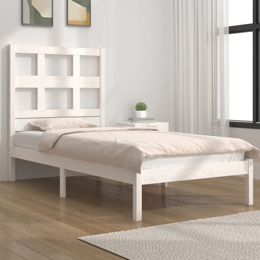 vidaXL Bed Frame White Solid Wood Pine 90x190 cm Single