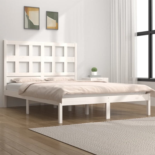 vidaXL Bed Frame White Solid Wood Pine 120x190 cm Small Double