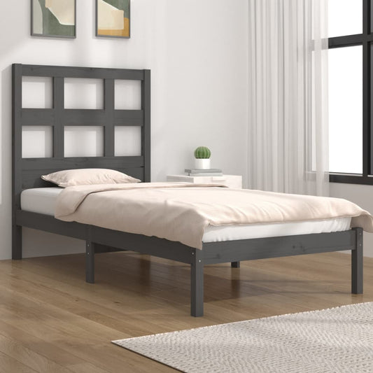 vidaXL Bed Frame Grey Solid Wood Pine 90x200 cm