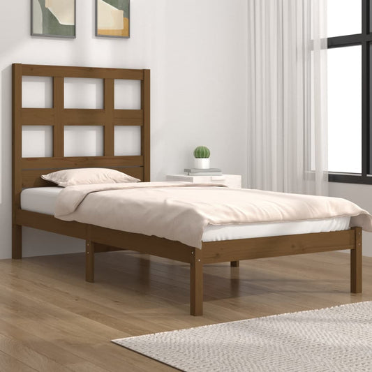 vidaXL Bed Frame Honey Brown Solid Wood Pine 100x200 cm