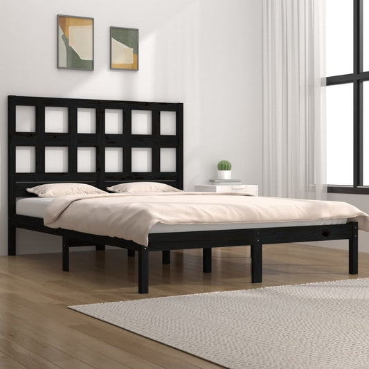 vidaXL Bed Frame Black Solid Wood Pine 120x200 cm