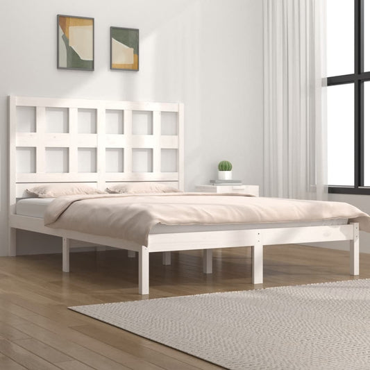 vidaXL Bed Frame White Solid Wood Pine 150x200 cm King Size