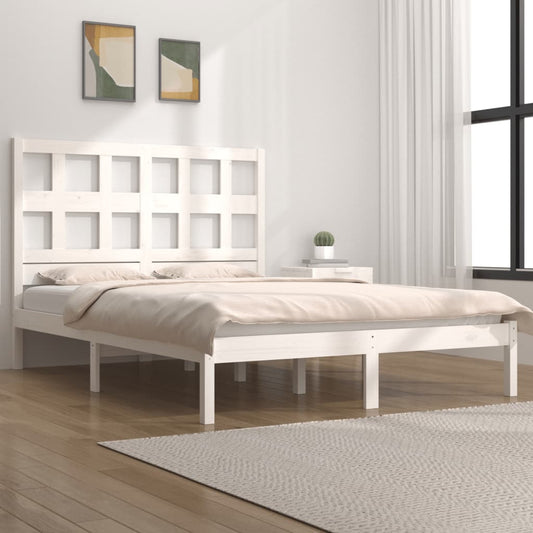 vidaXL Bed Frame White Solid Wood Pine 160x200 cm