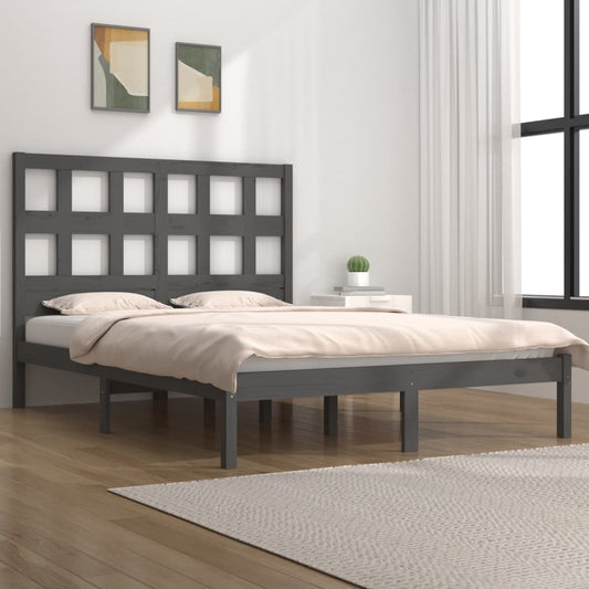 vidaXL Bed Frame Grey Solid Wood Pine 160x200 cm