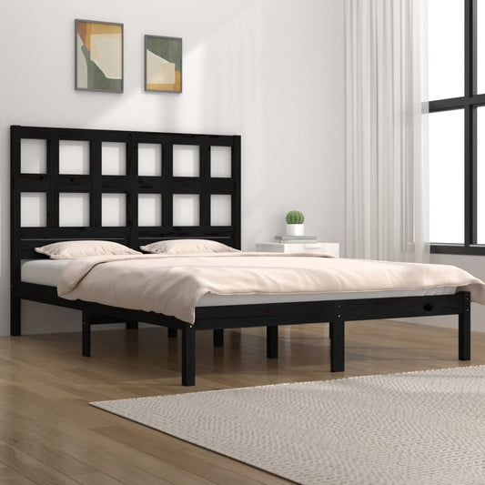 vidaXL Bed Frame Black Solid Wood Pine 160x200 cm