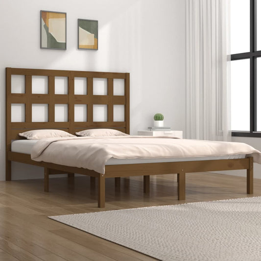 vidaXL Bed Frame Honey Brown Solid Wood Pine 200x200 cm