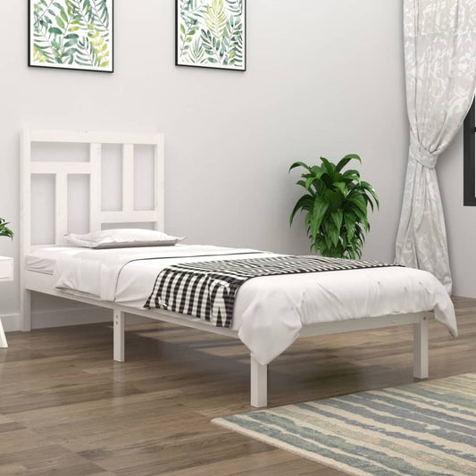 vidaXL Bed Frame White Solid Wood Pine 90x200 cm