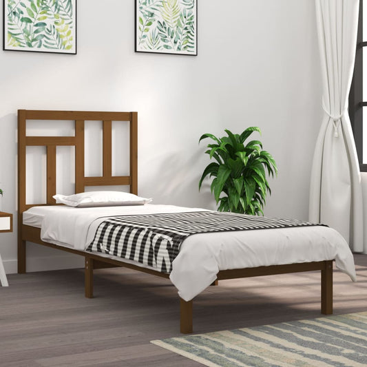 vidaXL Bed Frame Honey Brown Solid Wood Pine 100x200 cm