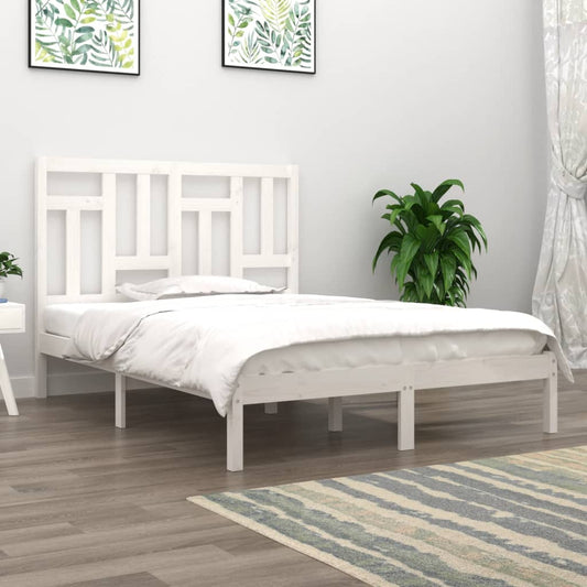vidaXL Bed Frame White Solid Wood Pine 120x200 cm