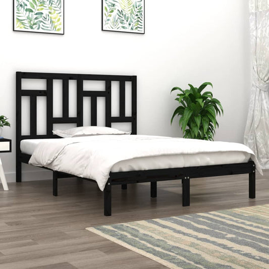 vidaXL Bed Frame Black Solid Wood Pine 140x200 cm