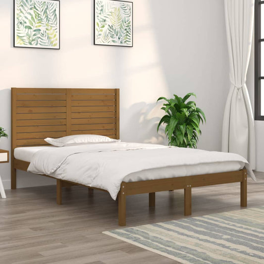vidaXL Bed Frame Honey Brown Solid Wood 120x190 cm Small Double
