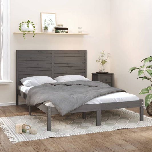 vidaXL Bed Frame Grey Solid Wood 120x200 cm