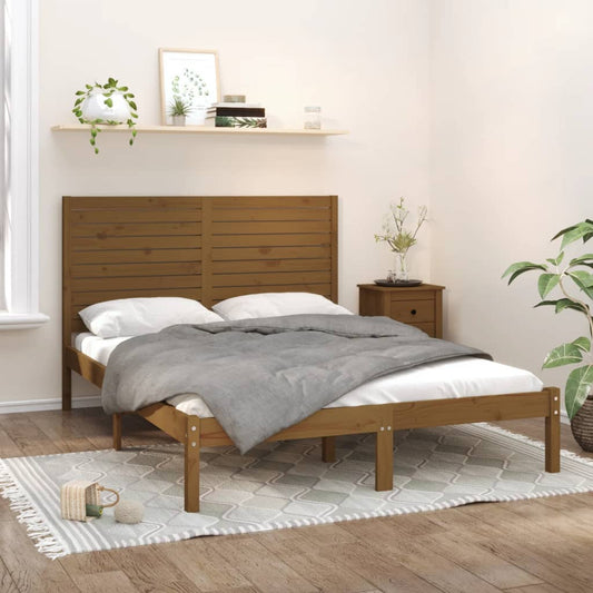 vidaXL Bed Frame Honey Brown Solid Wood 120x200 cm