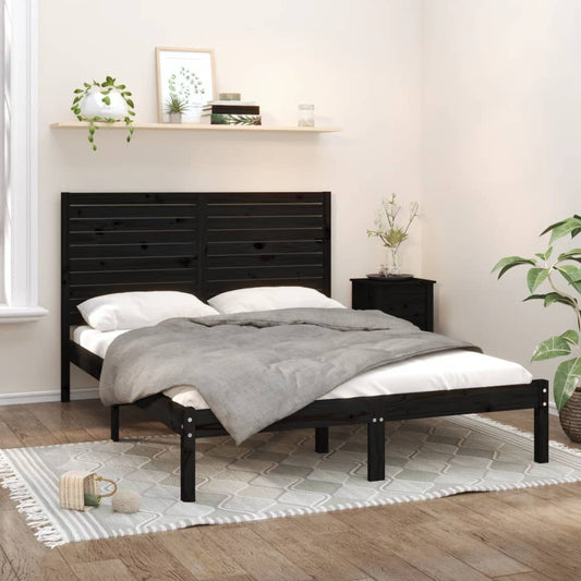 vidaXL Bed Frame Black Solid Wood 120x200 cm