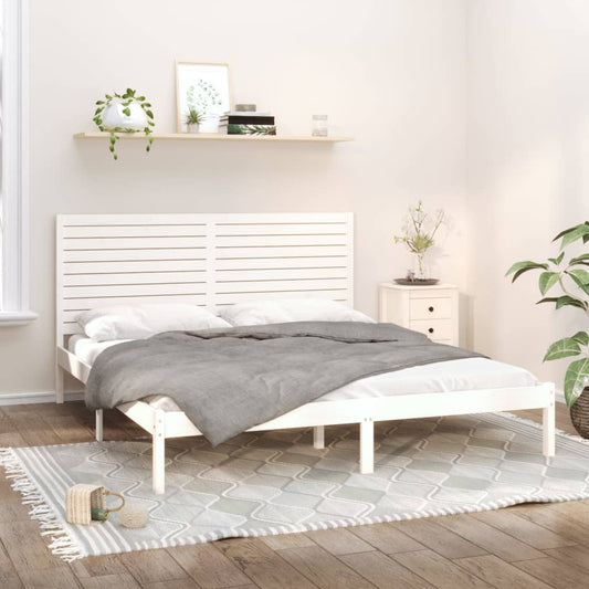 vidaXL Bed Frame White Solid Wood 200x200 cm