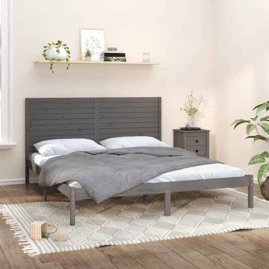 vidaXL Bed Frame Grey Solid Wood 200x200 cm
