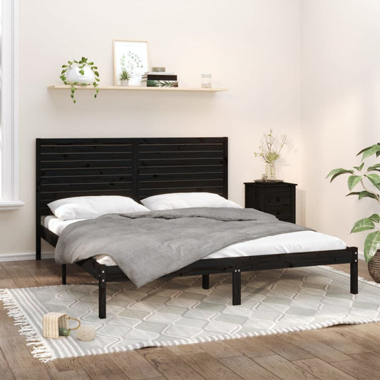 vidaXL Bed Frame Black Solid Wood 200x200 cm