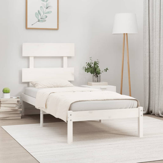 vidaXL Bed Frame White Solid Wood 90x190 cm Single