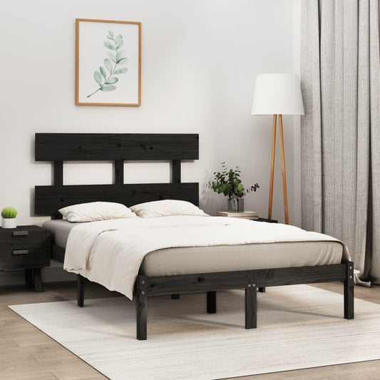 vidaXL Bed Frame Black Solid Wood 120x190 cm Small Double