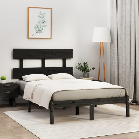 vidaXL Bed Frame Black Solid Wood 140x190 cm