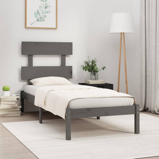 vidaXL Bed Frame Grey Solid Wood 90x200 cm