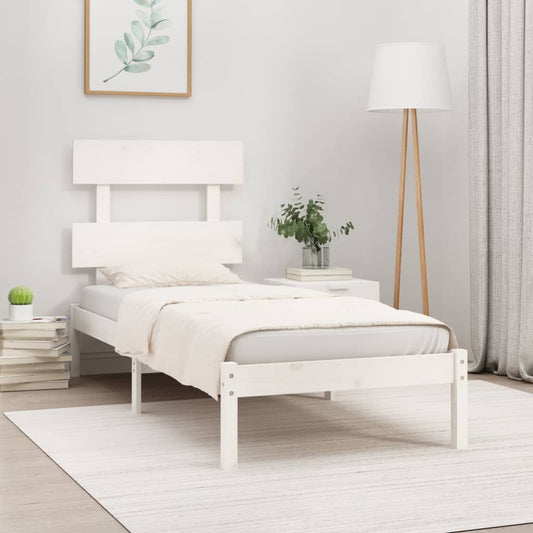 vidaXL Bed Frame White Solid Wood 100x200 cm