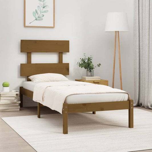 vidaXL Bed Frame Honey Brown Solid Wood 100x200 cm