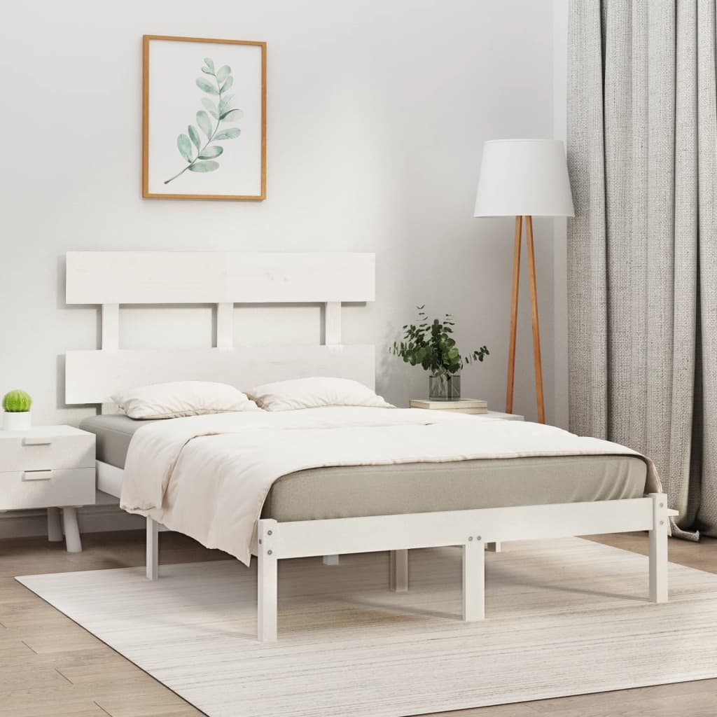 vidaXL Bed Frame White Solid Wood 120x200 cm