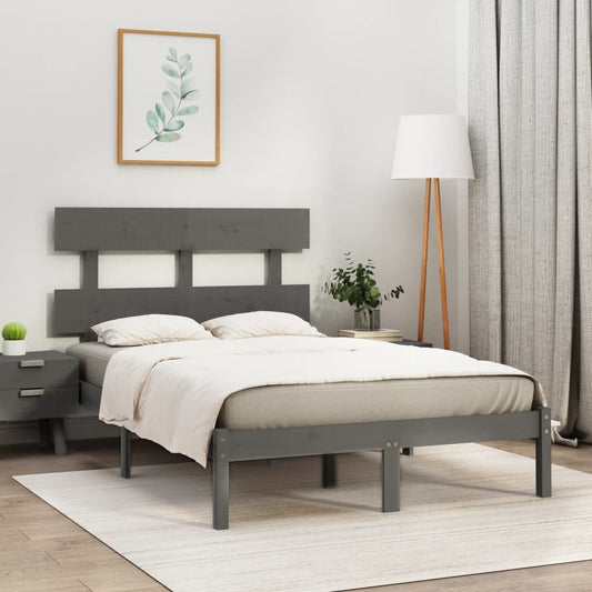 vidaXL Bed Frame Grey Solid Wood 120x200 cm