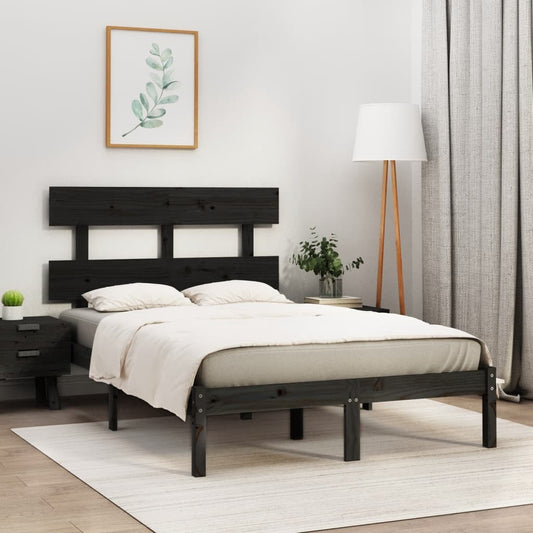 vidaXL Bed Frame Black Solid Wood 120x200 cm