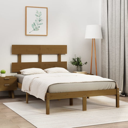 vidaXL Bed Frame Honey Brown Solid Wood 140x200 cm