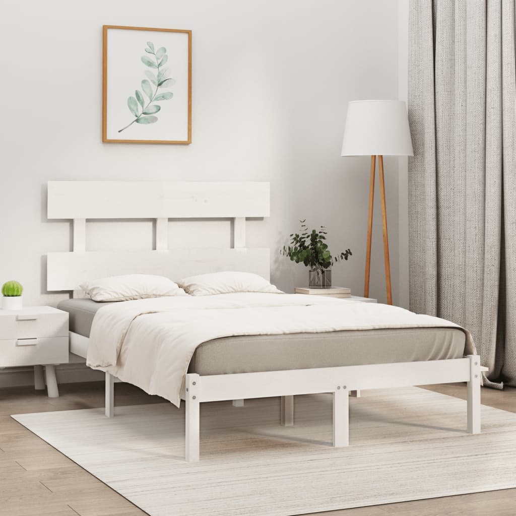 vidaXL Bed Frame White Solid Wood 150x200 cm King Size