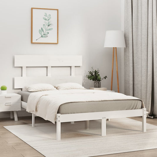 vidaXL Bed Frame White Solid Wood 150x200 cm King Size