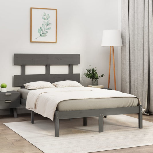 vidaXL Bed Frame Grey Solid Wood 160x200 cm