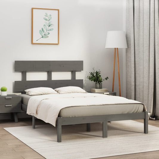 vidaXL Bed Frame Grey Solid Wood 200x200 cm