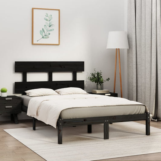 vidaXL Bed Frame Black Solid Wood 200x200 cm